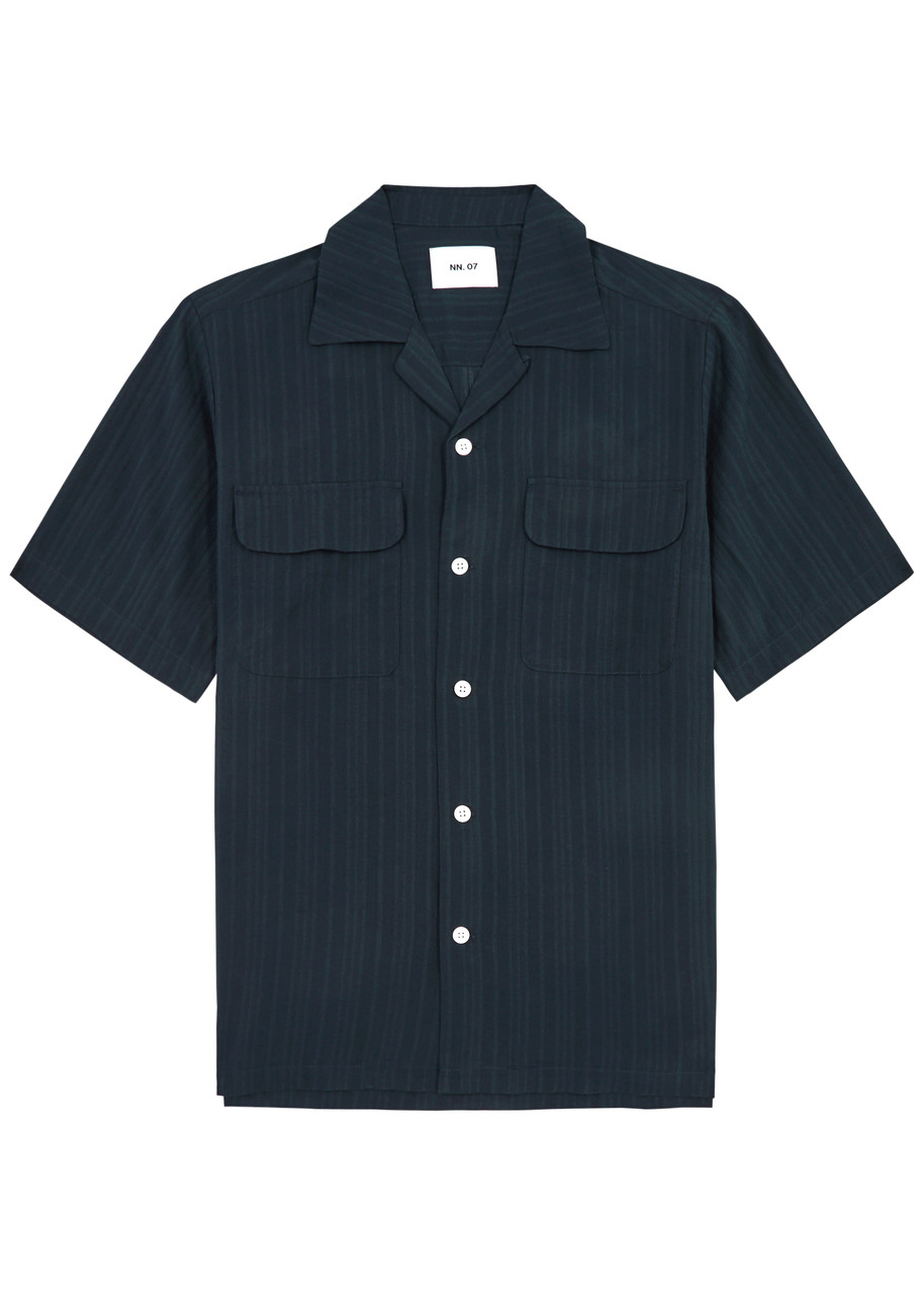 Nn07 Daniel Striped Cotton Shirt In Navy