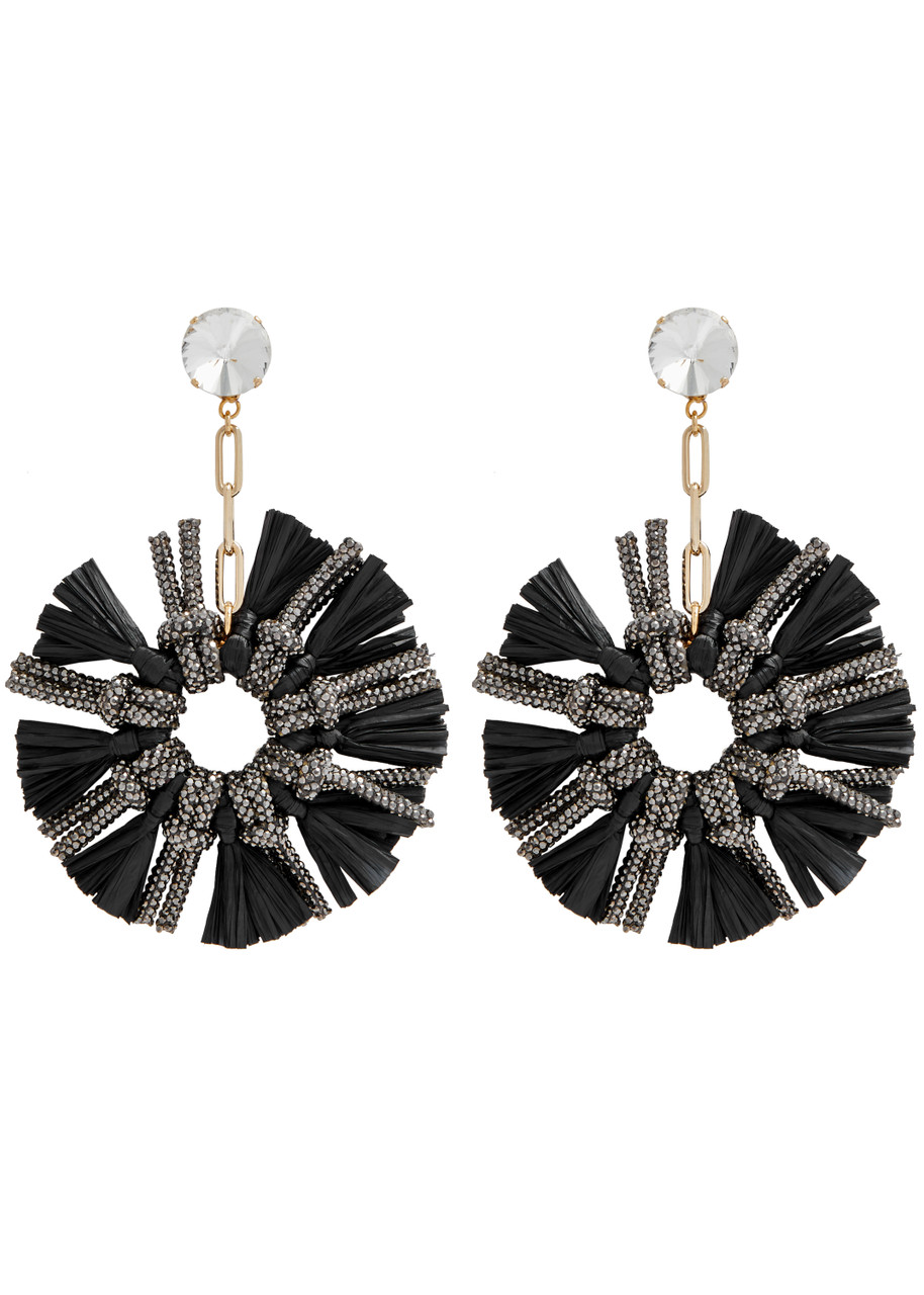 Rosantica Lula Embellished Clip-on Drop Earrings In Black