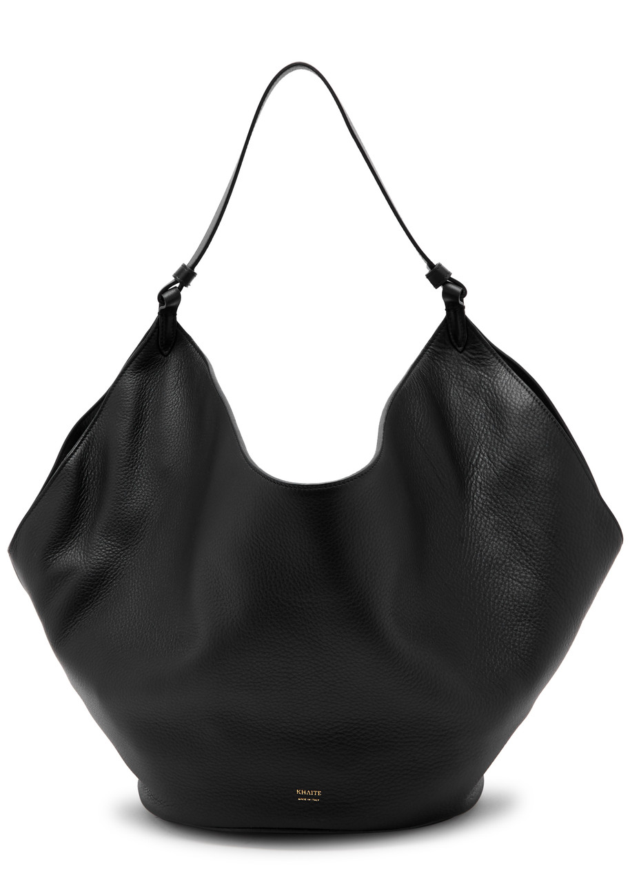 Khaite Lotus Medium Leather Tote In Black