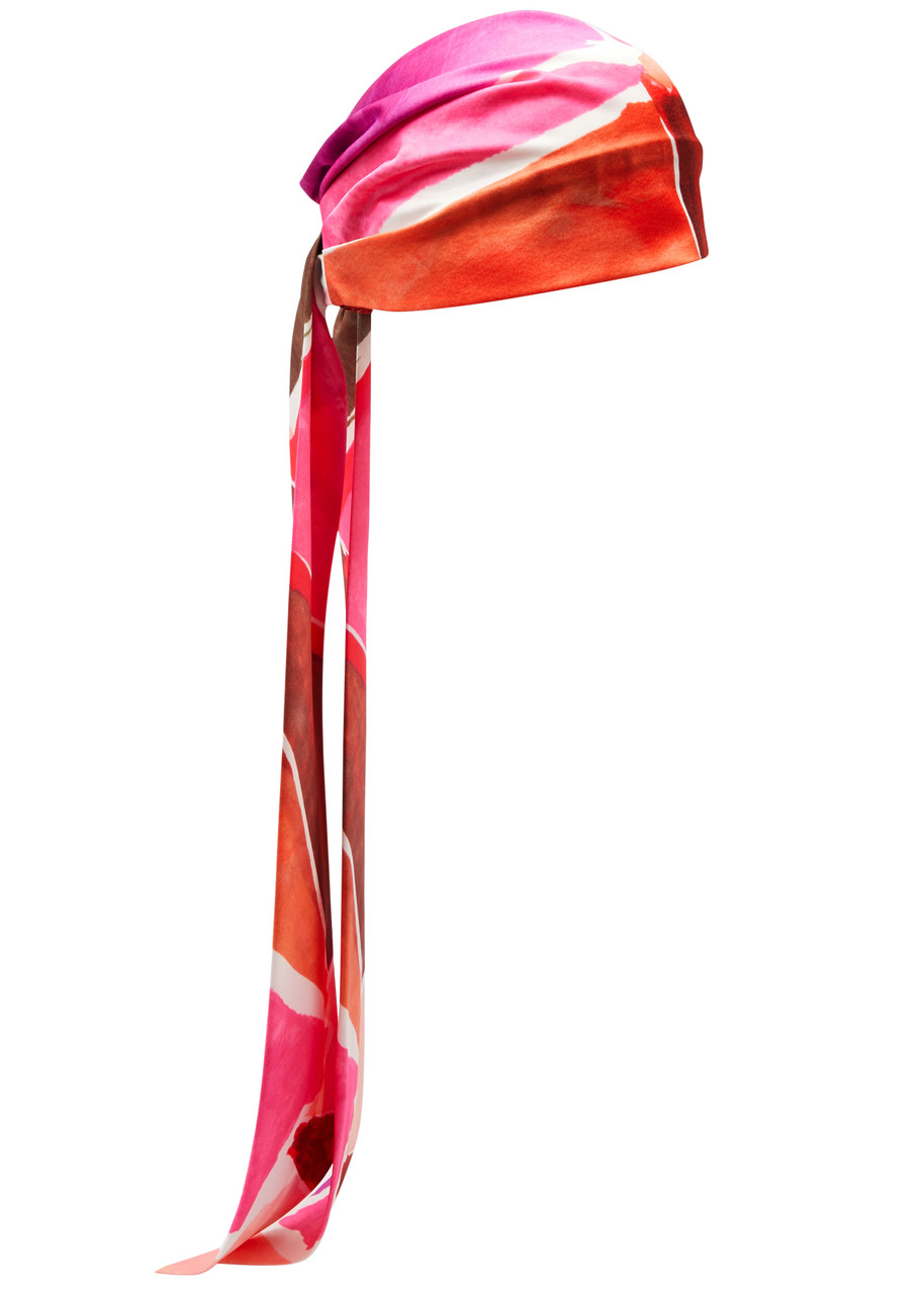 Eugenia Kim Gigi Printed Satin Head Wrap In Pink
