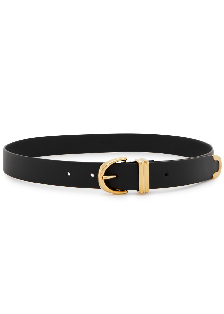 Khaite Bambi Skinny Gold Hardware Belt In Black