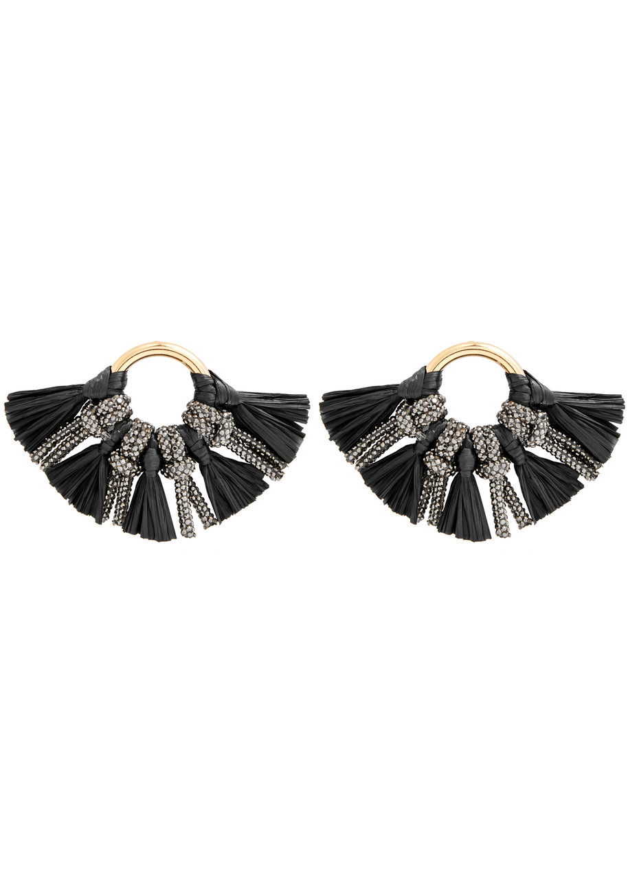 Rosantica Lula Embellished Hoop Earrings In Black