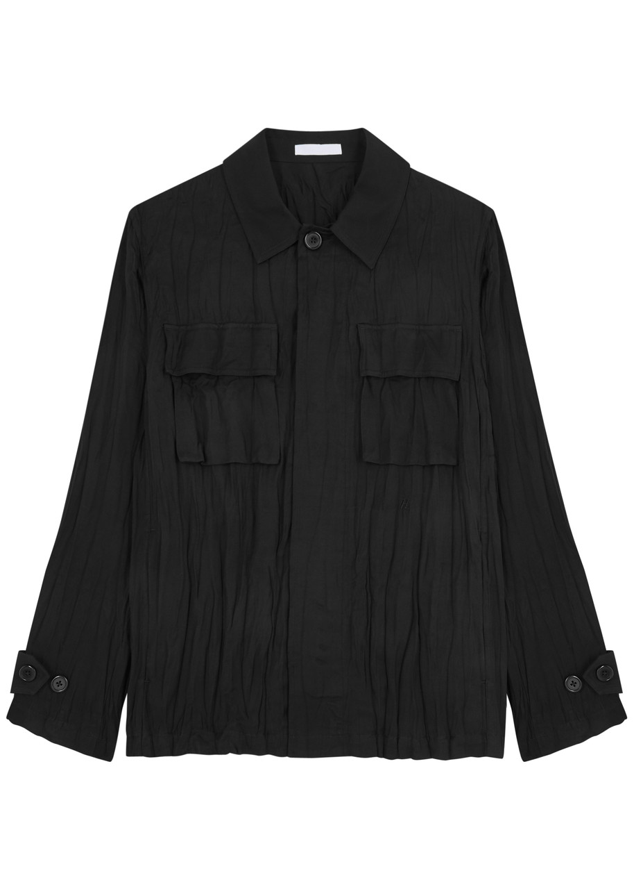 Helmut Lang Crinkled Twill Overshirt In Black
