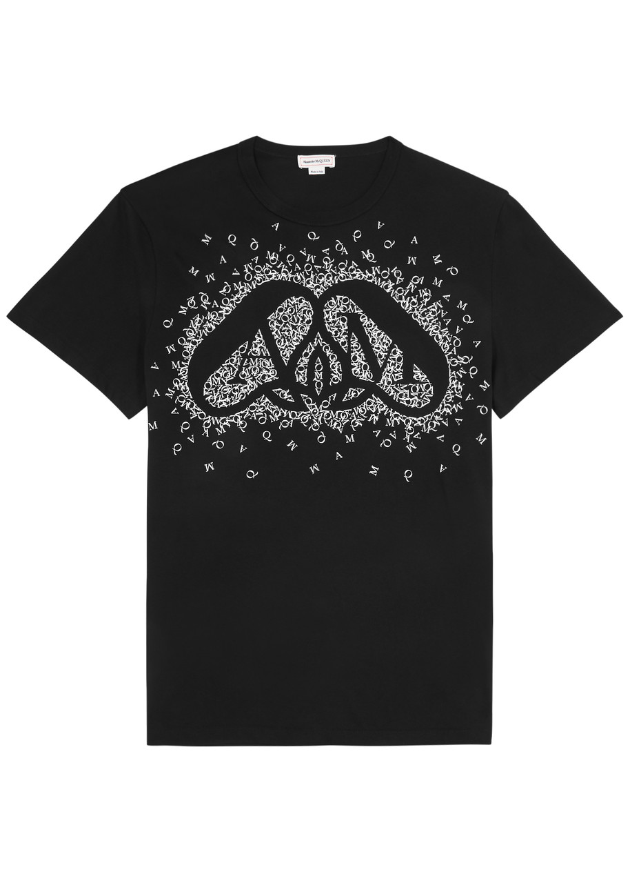 Shop Alexander Mcqueen Exploded Charm Printed Cotton T-shirt In Black