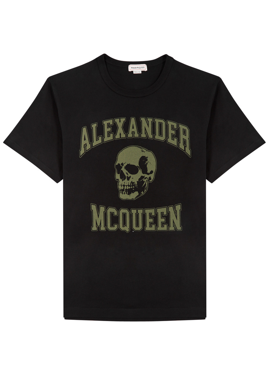 Alexander Mcqueen Logo Skull-print Cotton T-shirt In Black