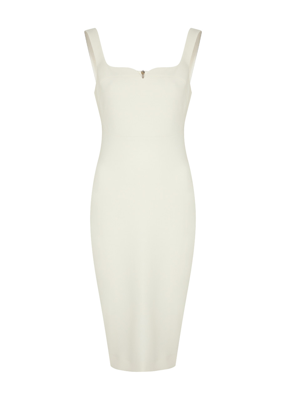 Victoria Beckham Crepe Midi Dress In Ivory