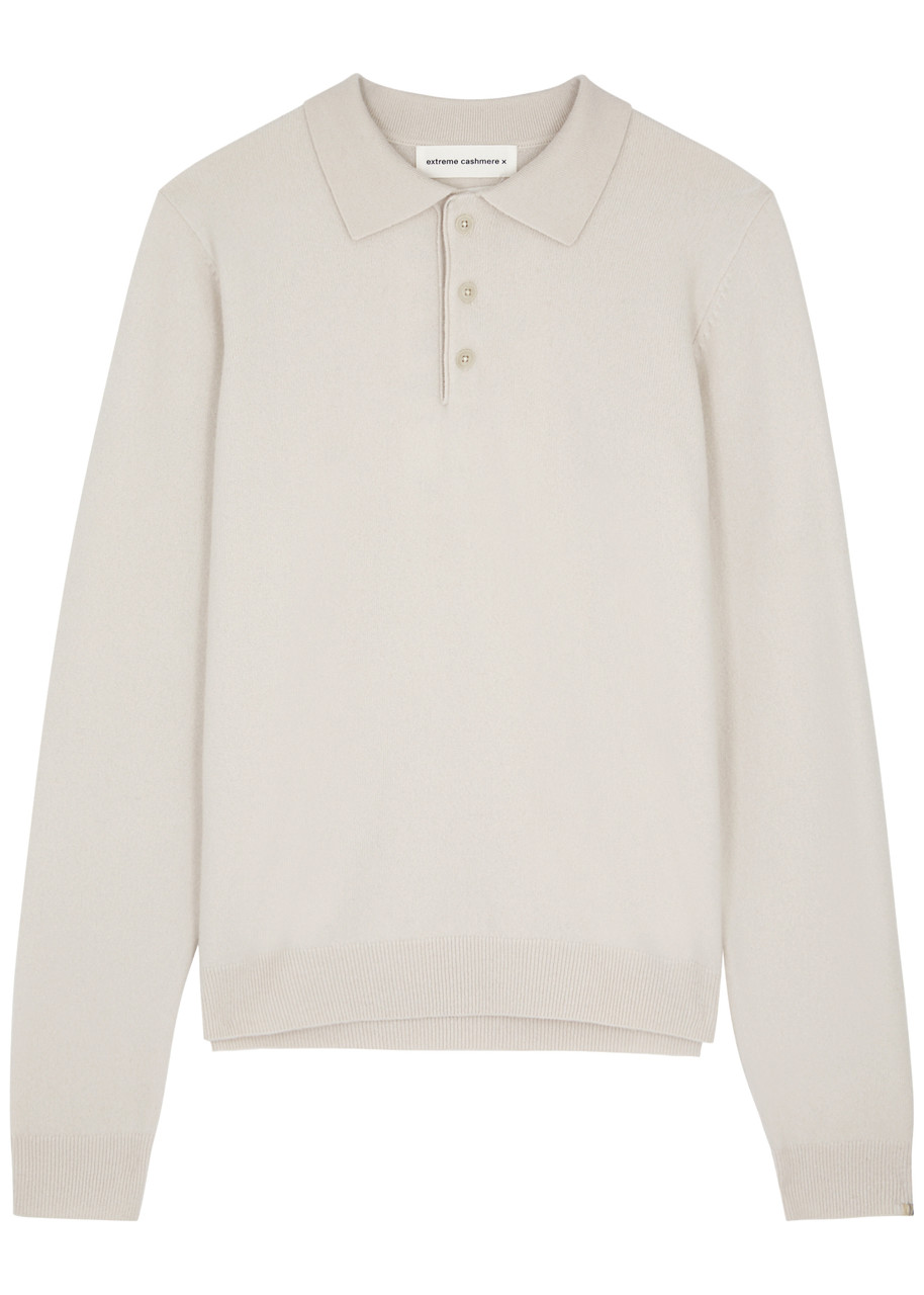 Extreme Cashmere N°223 Be For Cashmere-blend Polo Jumper In White