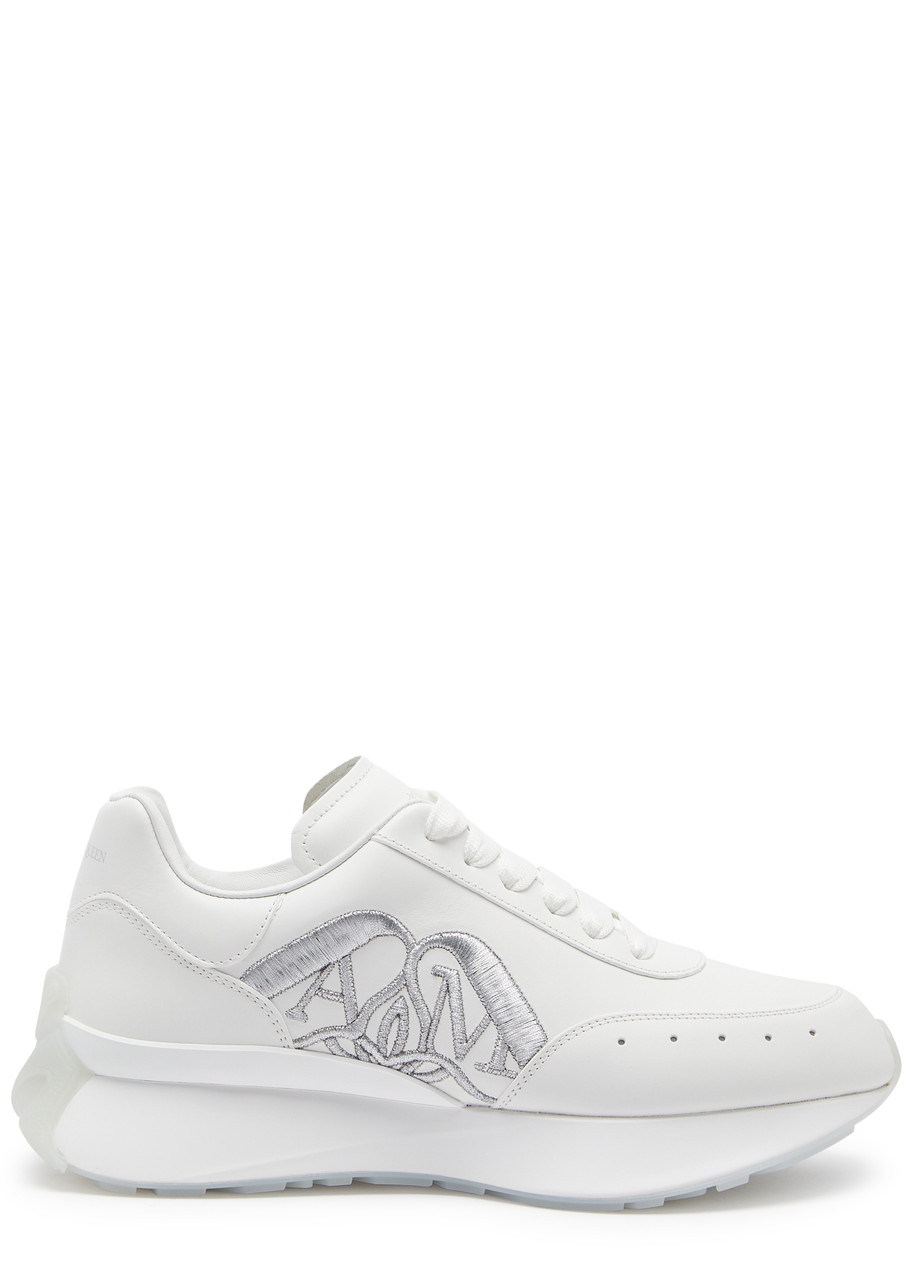 Alexander Mcqueen Sprint Runner Panelled Leather Sneakers In White