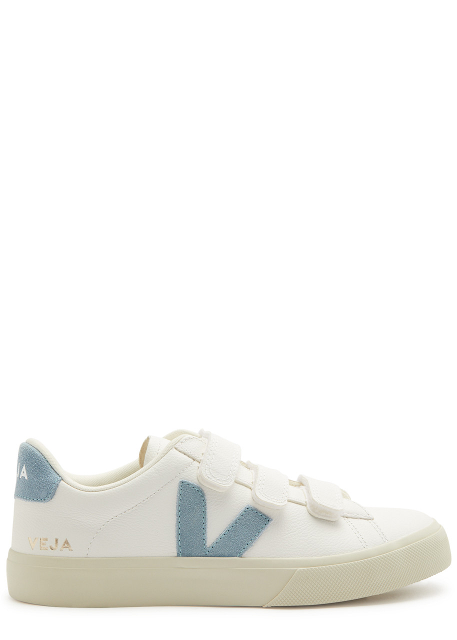 Veja Recife Leather Trainers In White And Blue