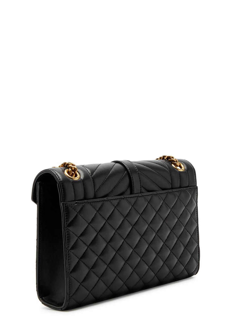  Saint Laurent - Women's Black Envelope Medium Leather Shoulder Bag - Adjustable Chain & Leather Strap - One Size 