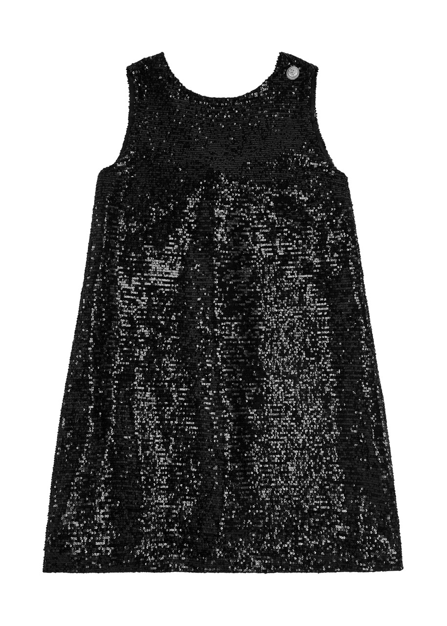 Balmain Kids Bow-embellished Sequin Dress (12-14 Years) In Black