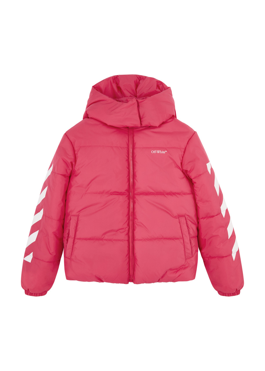 Shop Off-white Kids Logo-print Quilted Shell Jacket (4-12 Years) In Pink