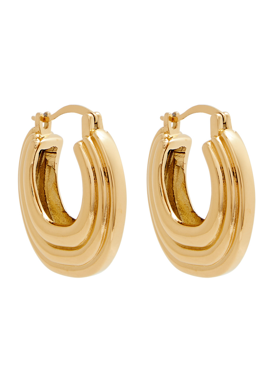 X Polly Sayer Chunky Ridge 18kt Gold-plated Hoop Earrings
