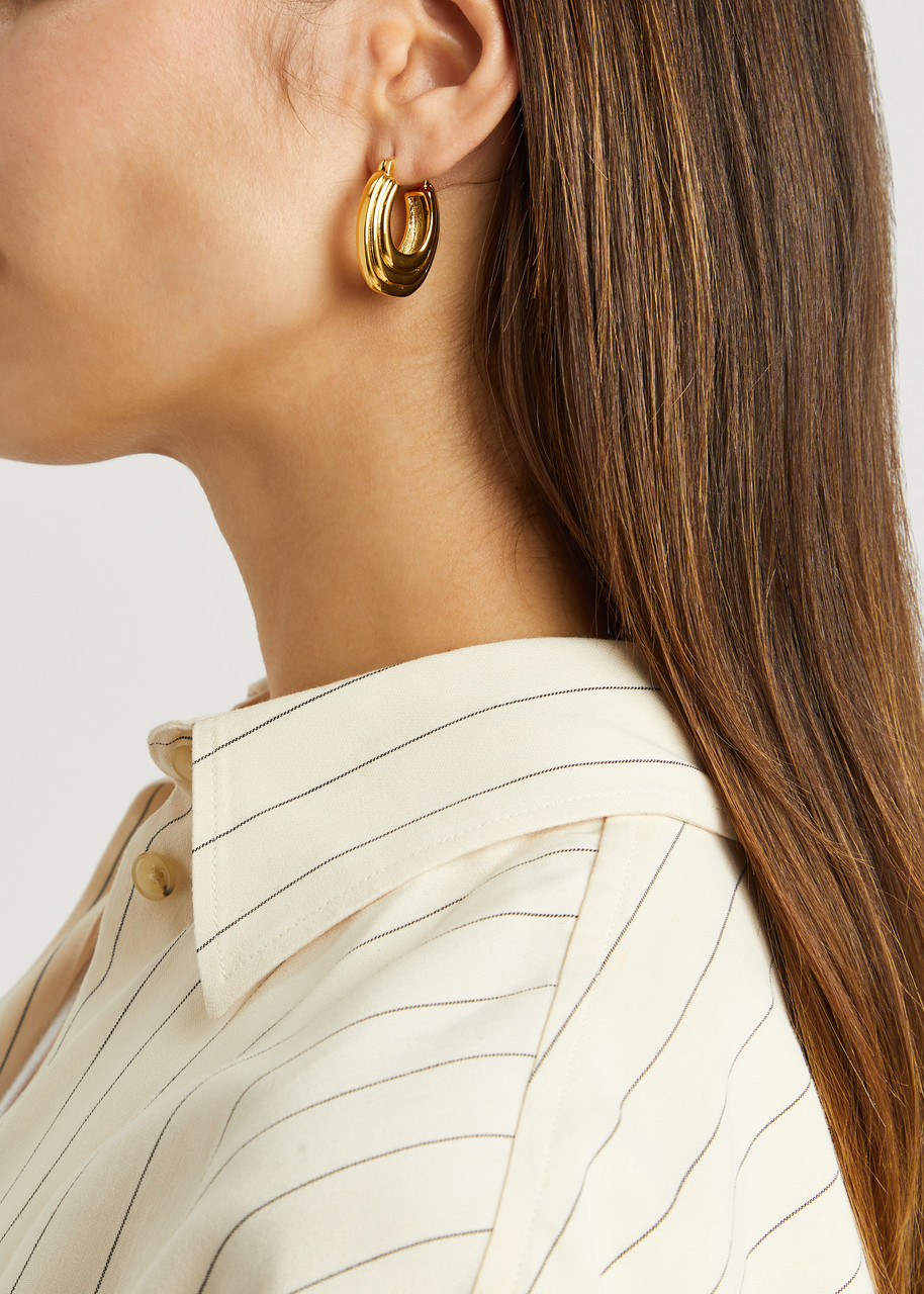 Daisy London X Polly Sayer Chunky Ridge 18kt Gold-plated Hoop Earrings In Gold