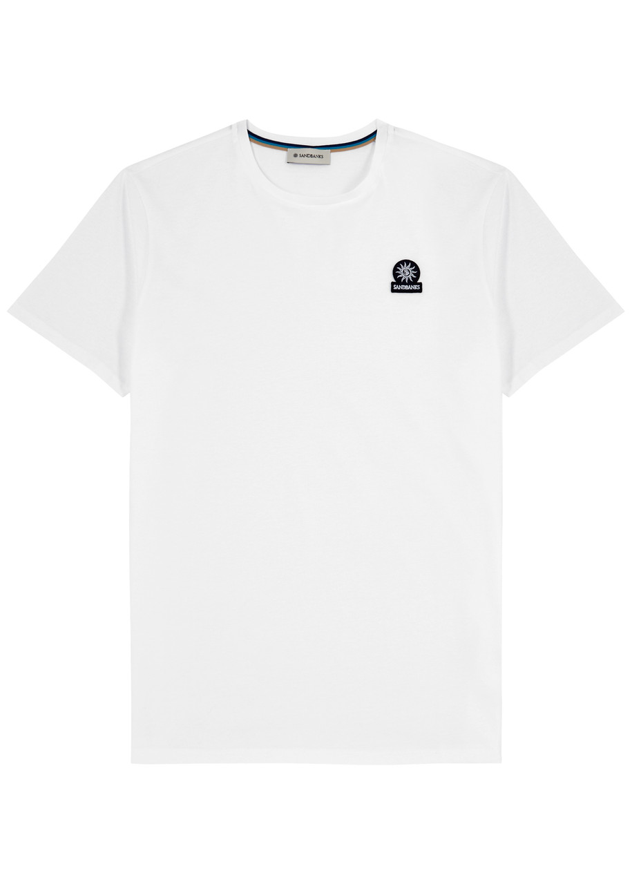 Shop Sandbanks Logo Cotton T-shirt In White