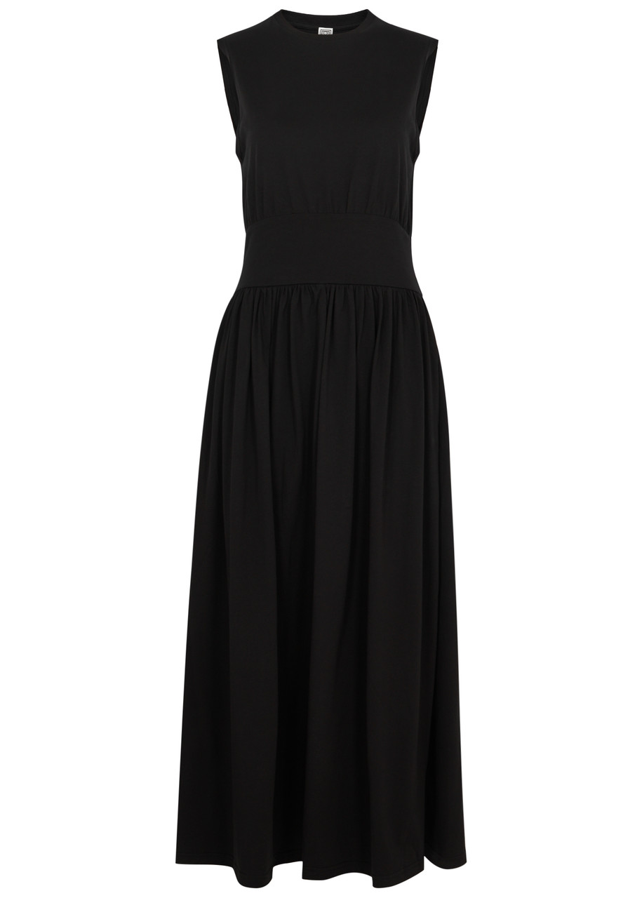 Shop Totême Cotton Maxi Dress In Black