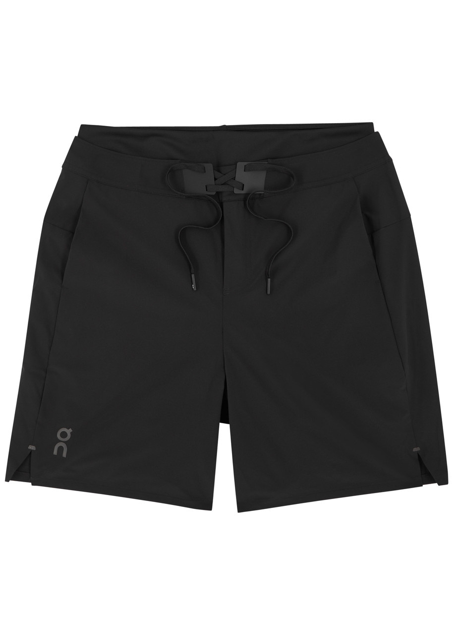 On Performance Hybrid Stretch-nyl Shorts In Black