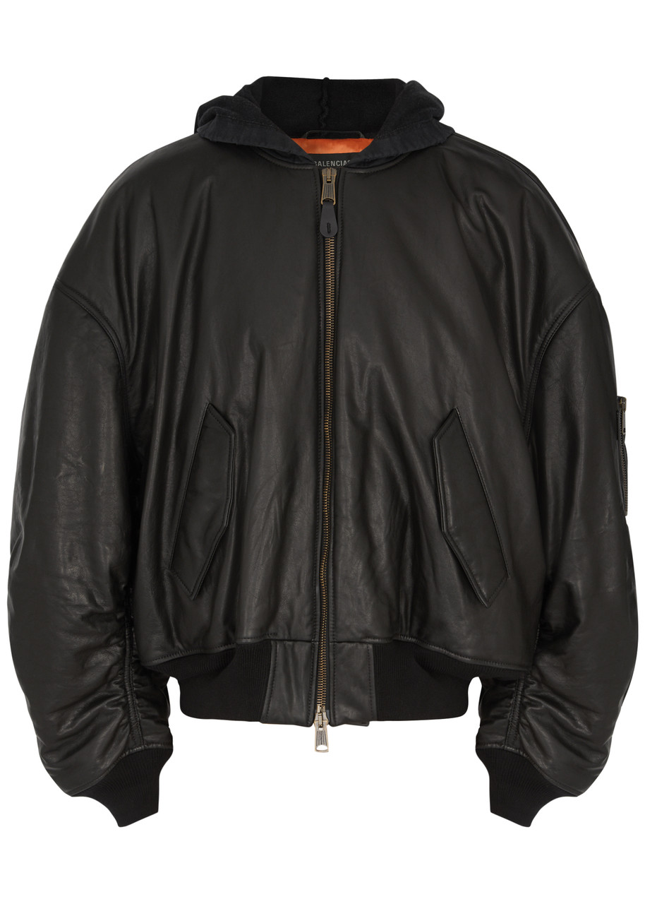 Diy Metal Hooded Leather Bomber Jacket