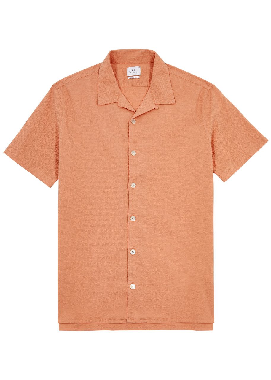 Ps By Paul Smith Seersucker Shirt In Orange