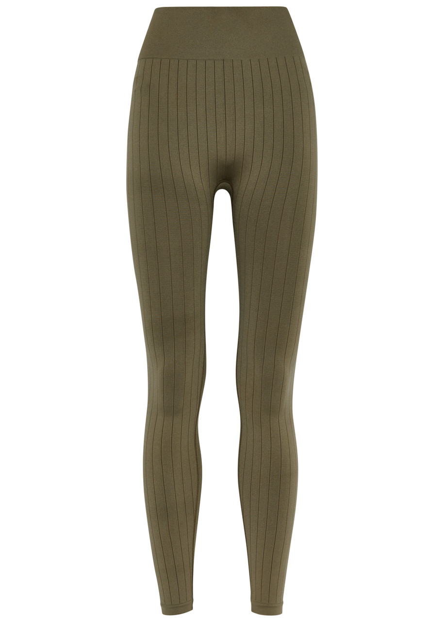 Prism2 Nourish Ribbed Stretch-jersey Leggings In Olive