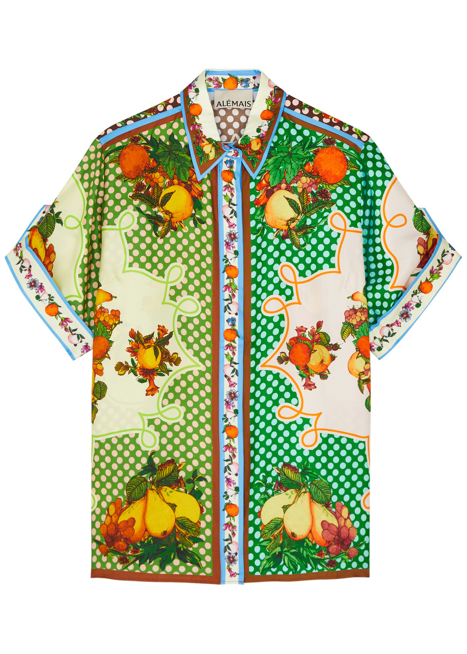 Shop Alemais Lemonis Printed Silk-satin Shirt In Multicoloured