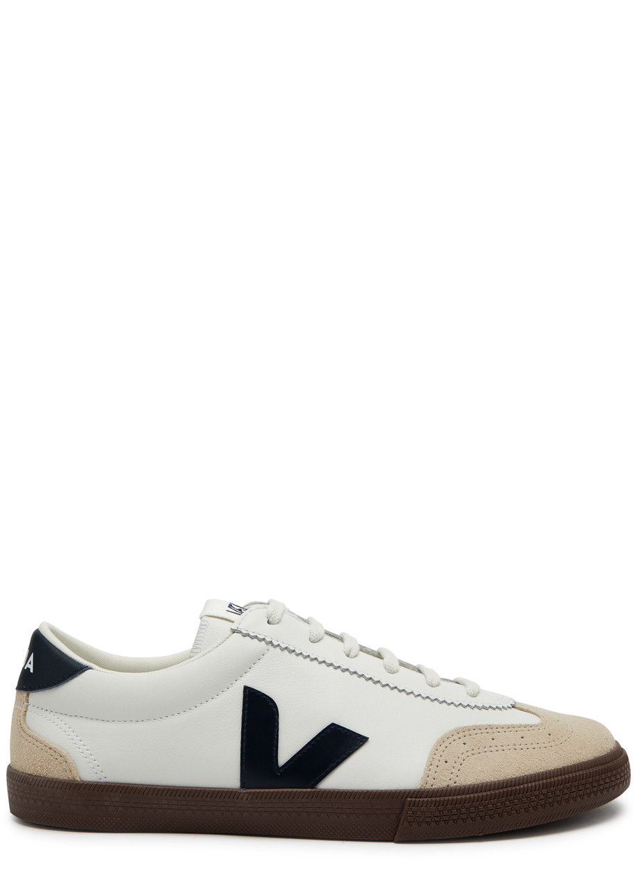 Shop Veja Volley Panelled Leather Sneakers In White