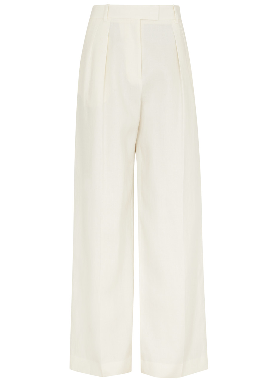 Shop The Row Antone Wide-leg Linen Trousers In Off White