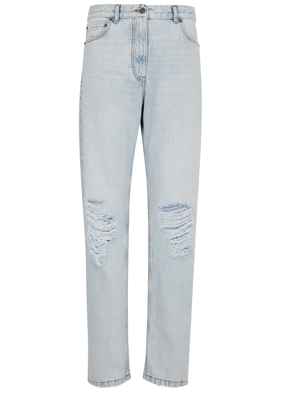 The Row Burty Ripped Straight-leg Jeans In Light Blue