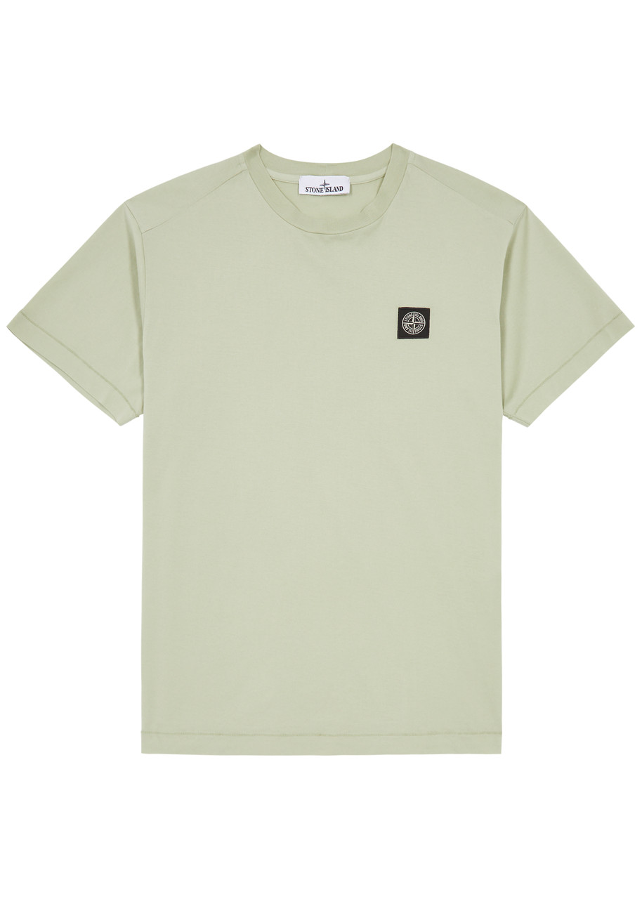 Stone Island Logo Cotton T-shirt In Light Green