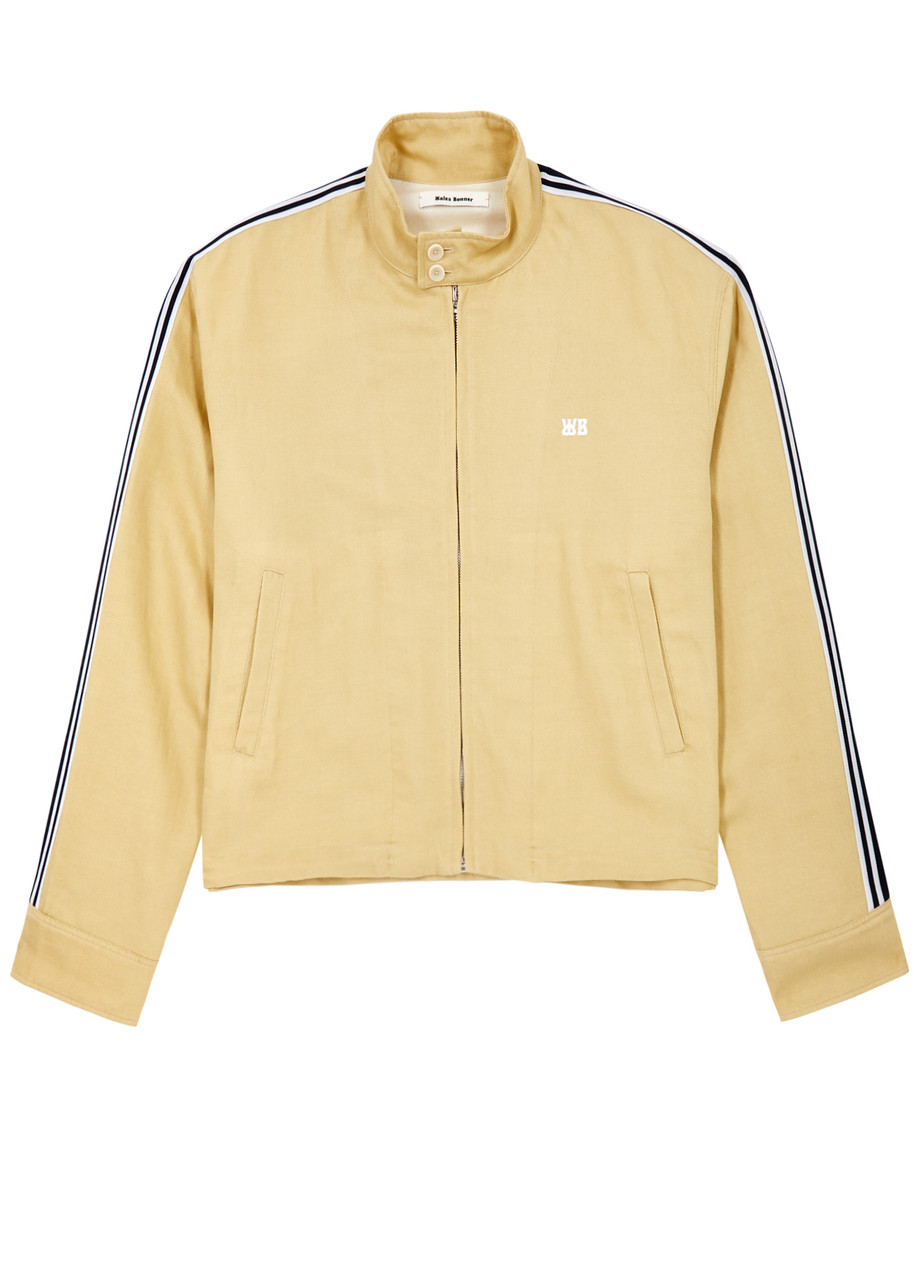 Shop Wales Bonner Addis Striped Cotton-blend Harrington Jacket In Yellow