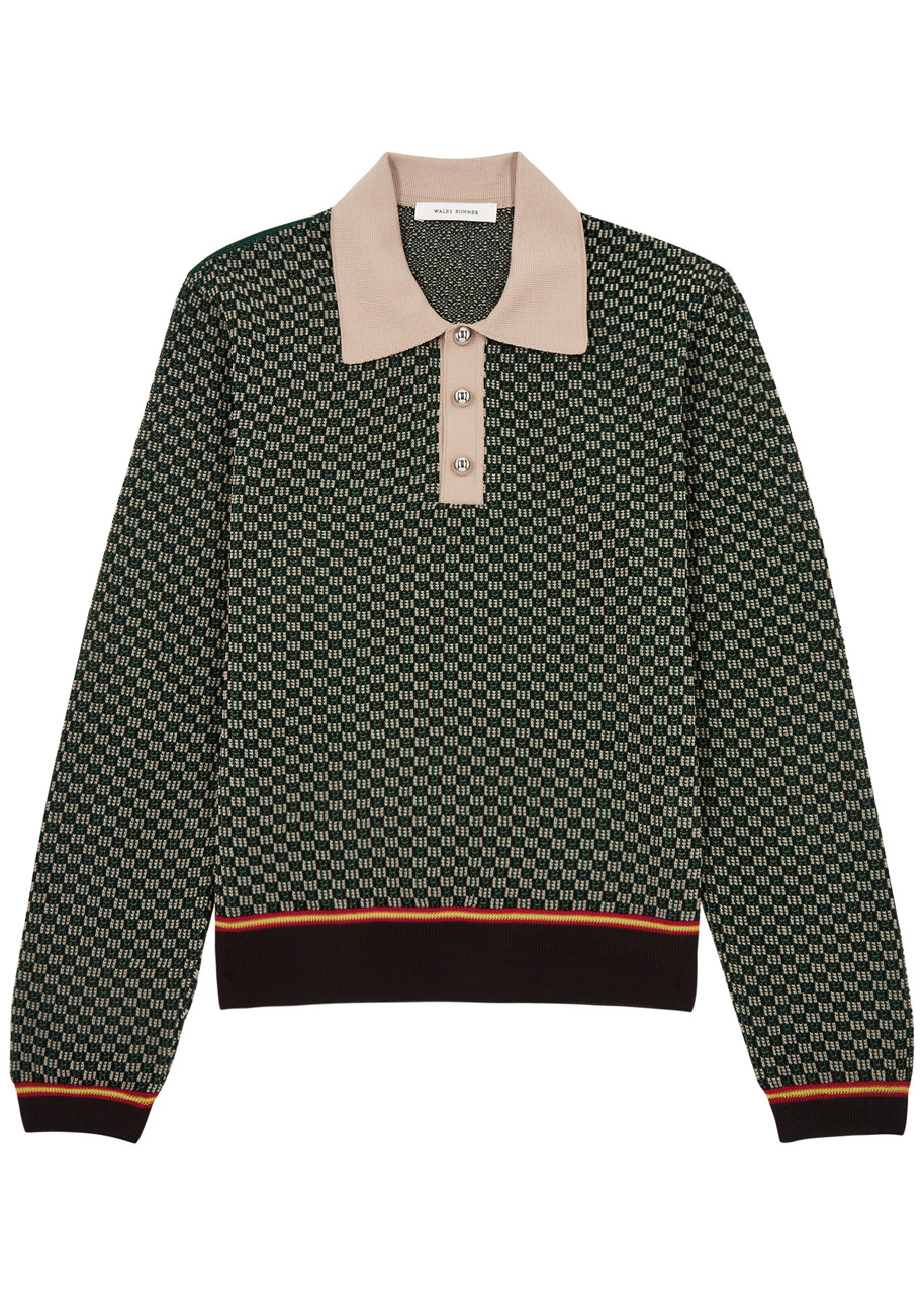 Wales Bonner Valley Textured-knit Polo Shirt | Smart Closet