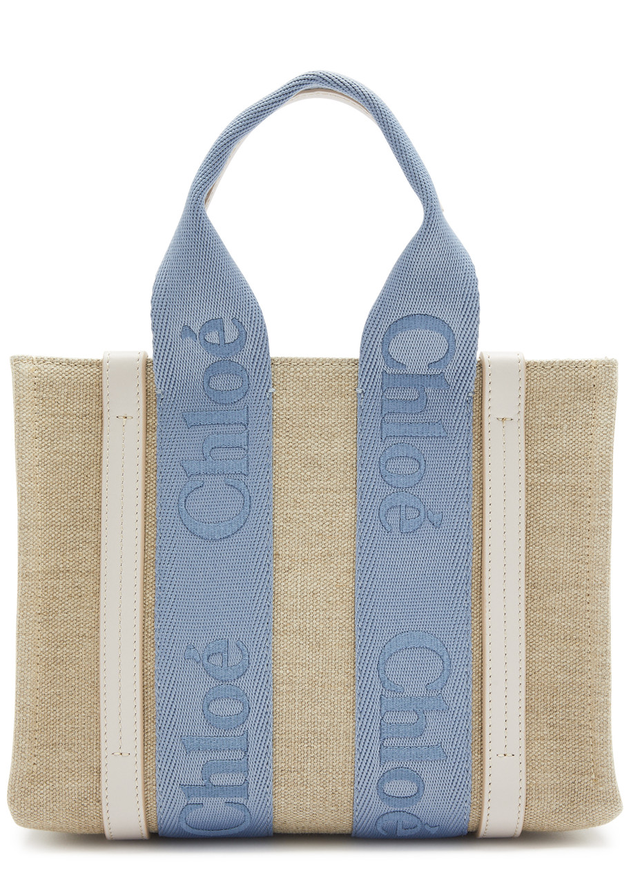 Chloé Chloe Woody Small Canvas Tote In Blue