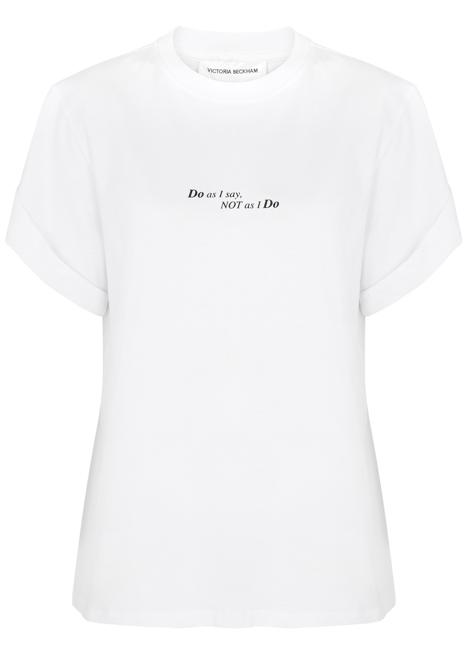 Victoria Beckham Printed Cotton T-shirt In White