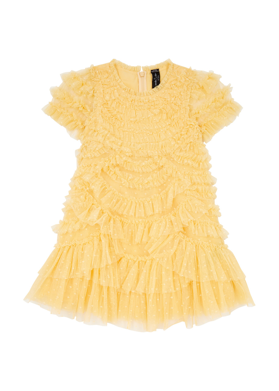 Needle & Thread Kids Marilla Ruffled Tulle Dress (3-10 Years) In Yellow