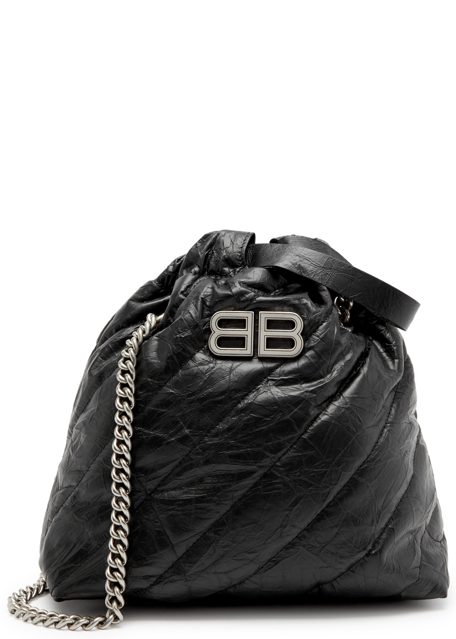 Balenciaga Women's Crush Small Tote Bag Quilted In Black In Black