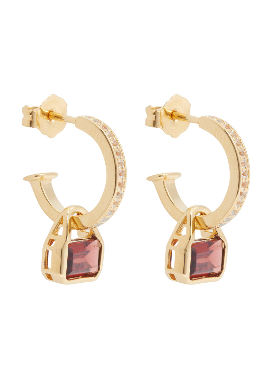 V By Laura Vann Embellished 18kt Gold-plated Hoop Earrings In Multi