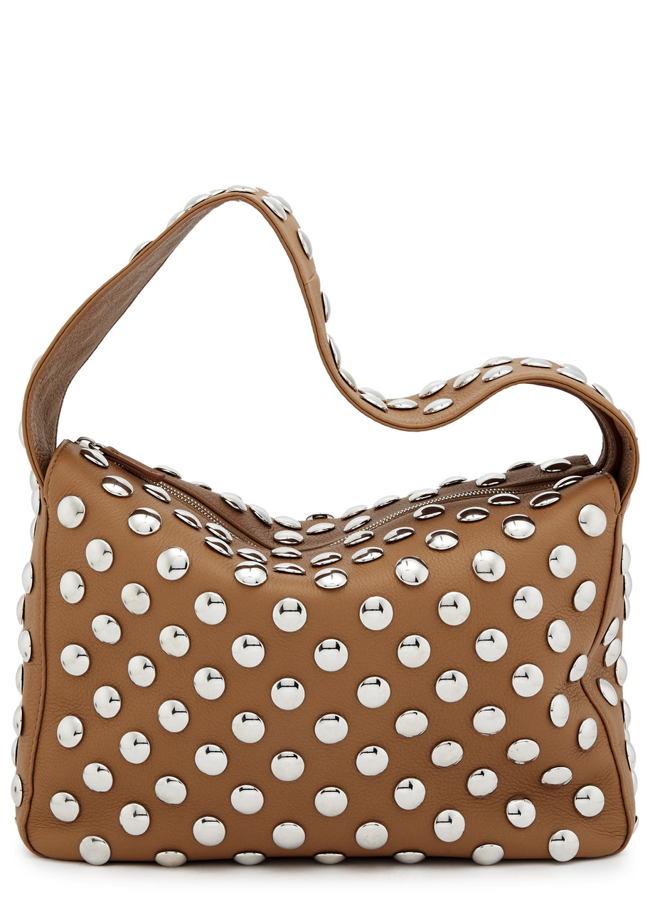 Khaite Elena Studded Leather Shoulder Bag In Tan