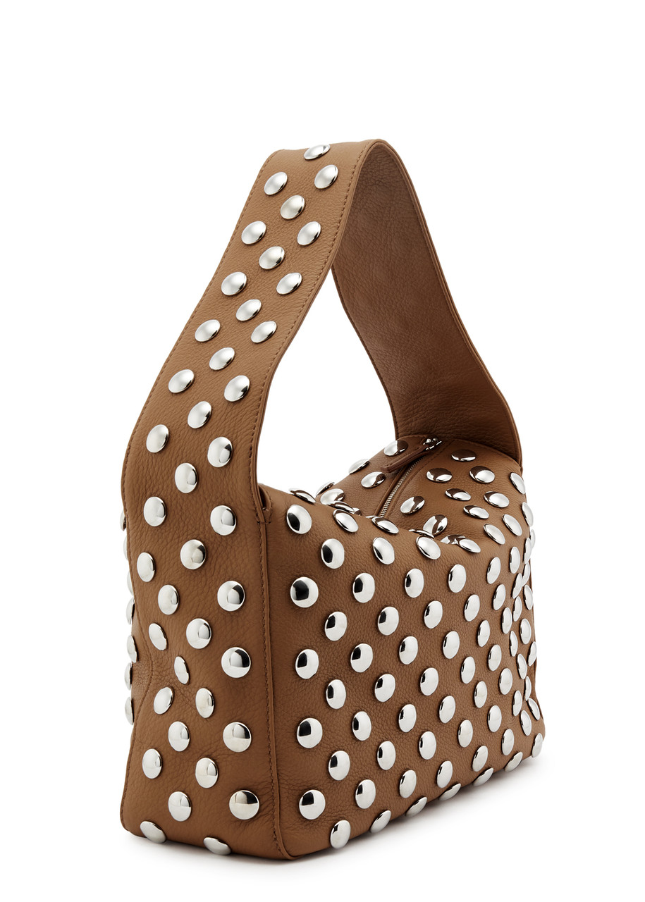 Khaite Elena Studded Leather Shoulder Bag In Tan