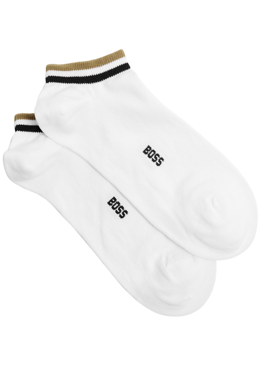 Hugo Boss Boss Striped Cotton-blend Trainer Socks In White