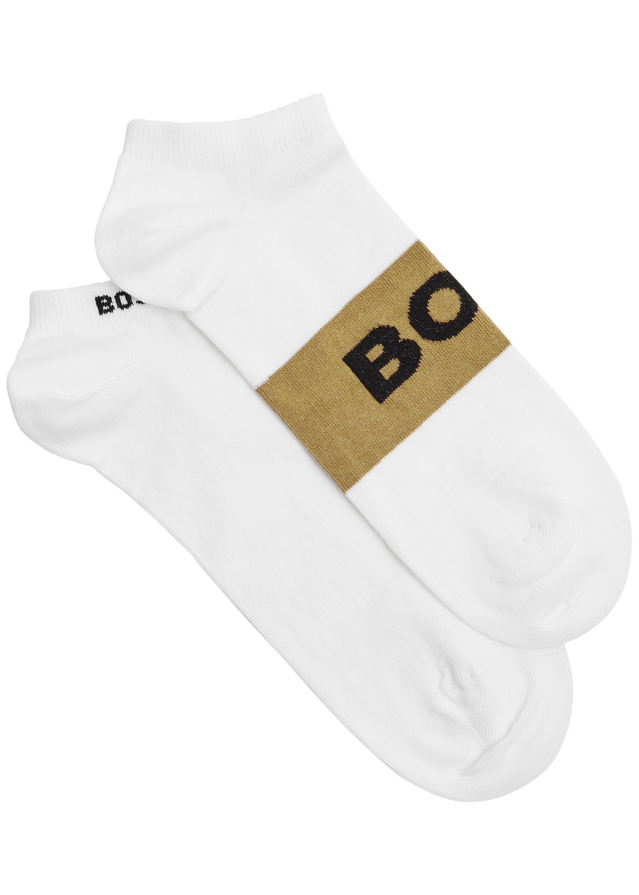 Hugo Boss Boss Logo-intarsia Cotton-blend Socks In White