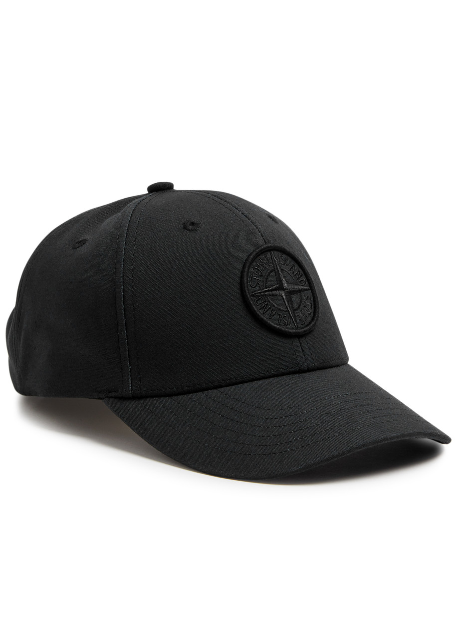 Stone Island Logo-embroidered Cotton Cap In Black