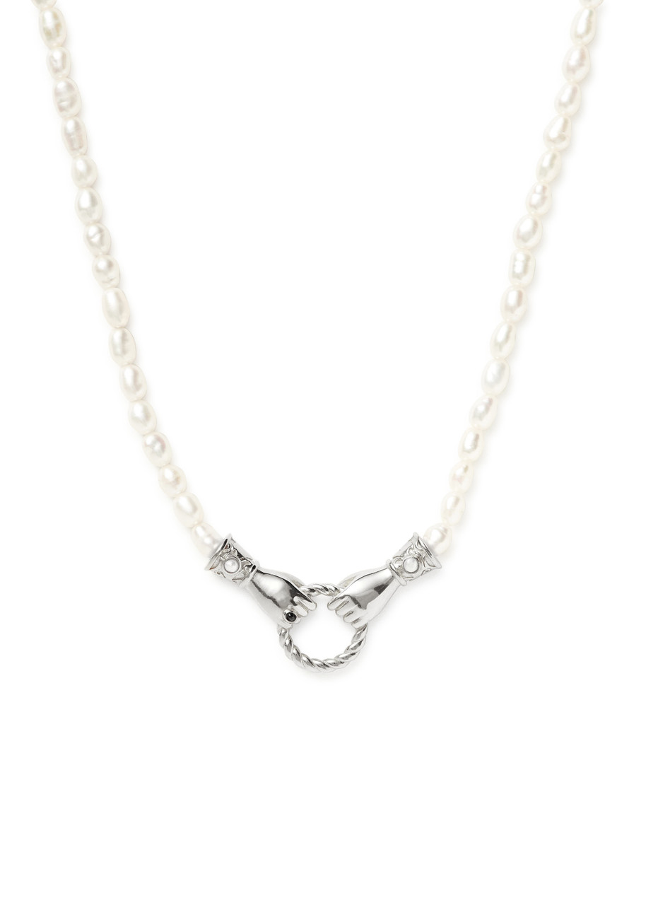 Missoma X Harris Reed In Good Hands Pearl Necklace In Metallic