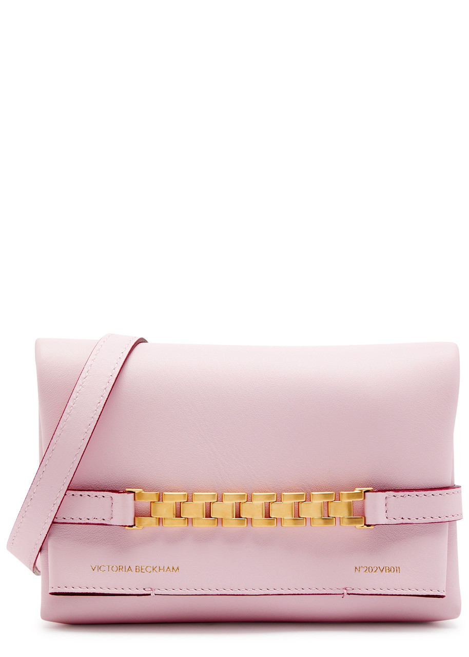 Victoria Beckham Chain Mini Leather Pouch In Pink