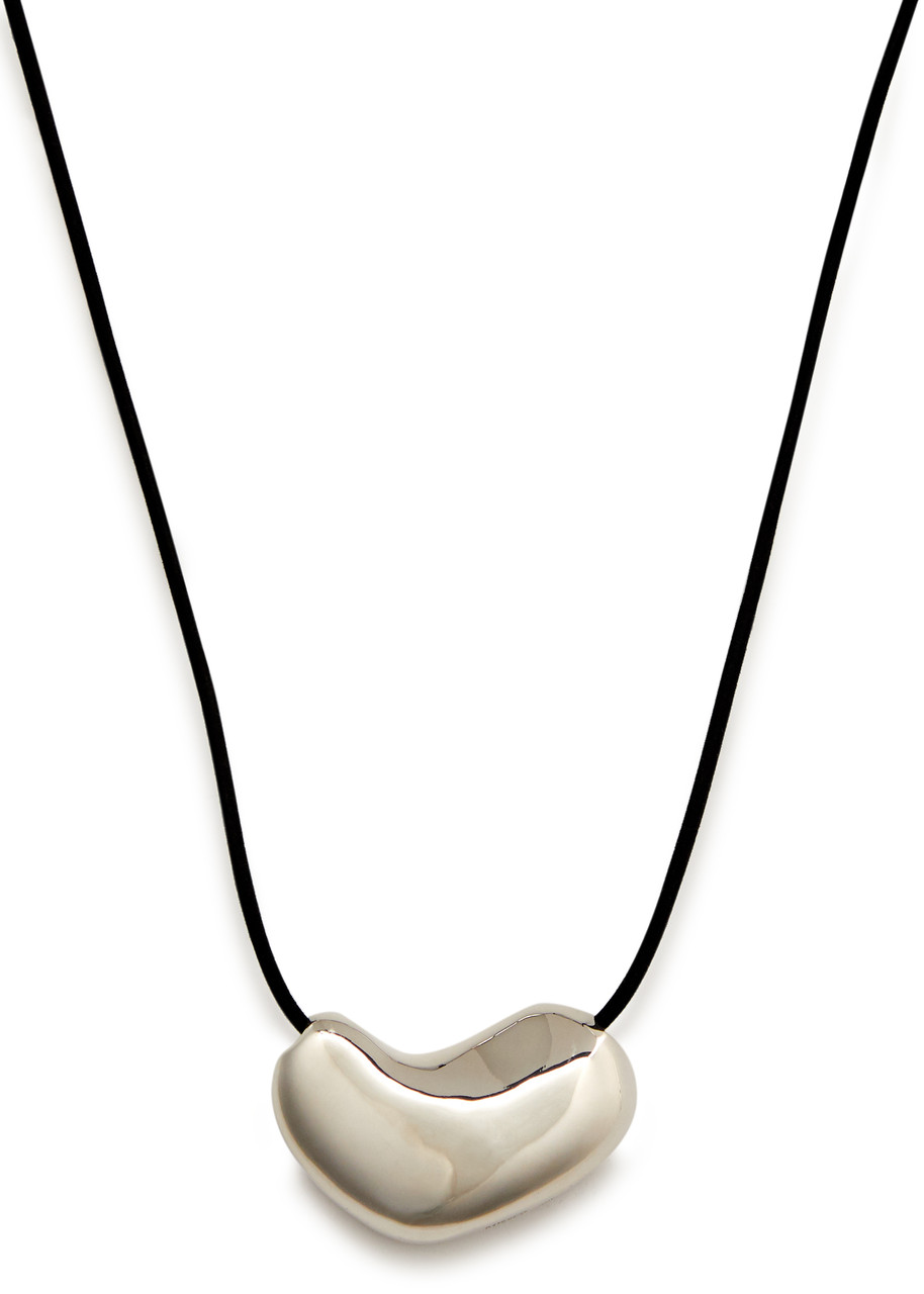 Agmes Heart Suede Necklace - Silver - One Size