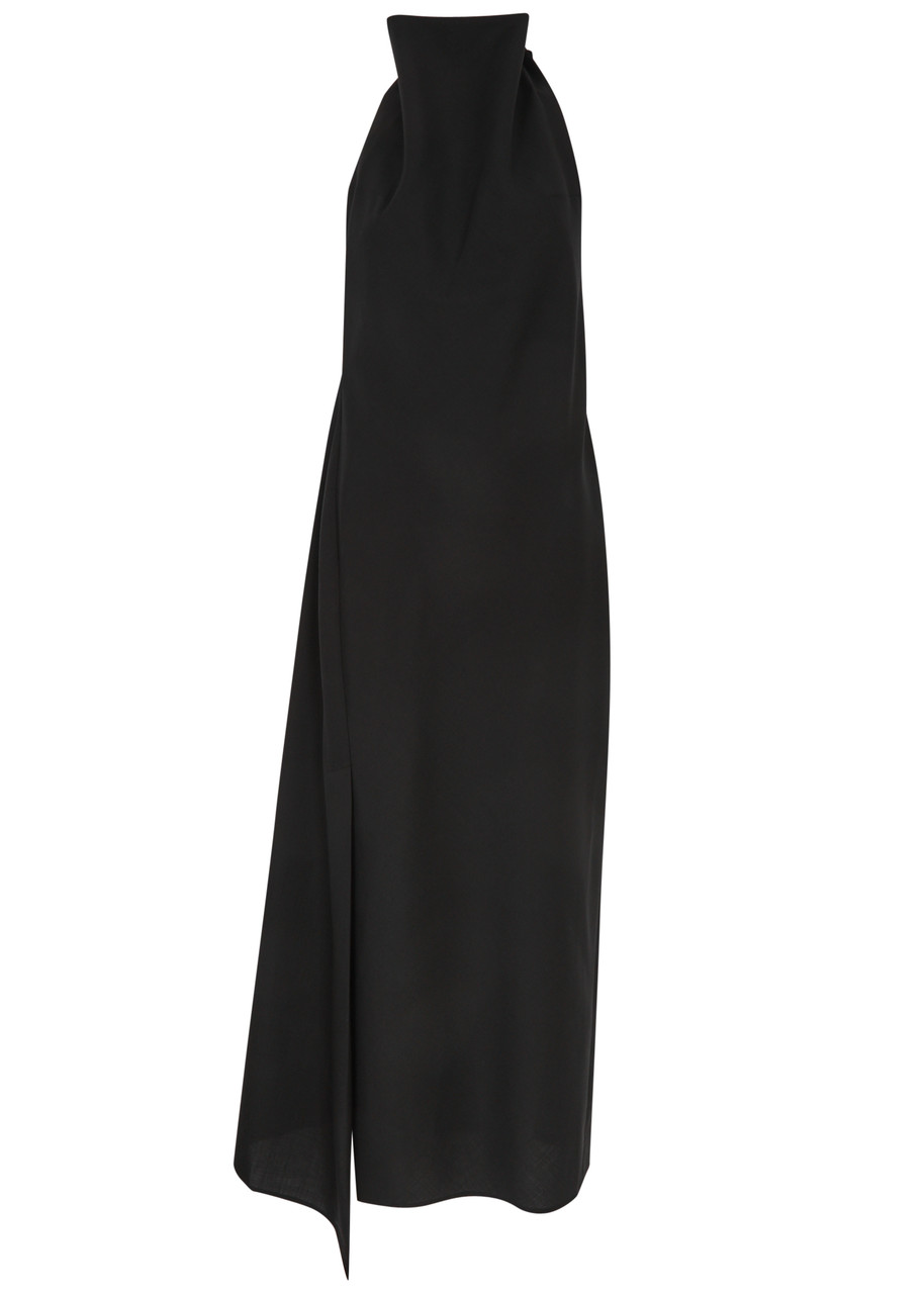 Rohe Halterneck Wool Maxi Dress In Black