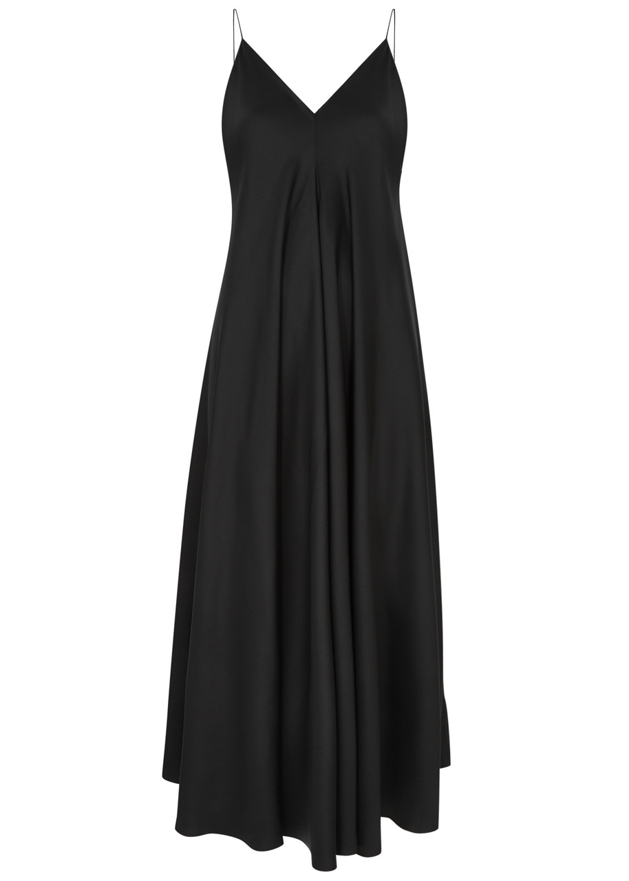 Shop Rohe Silk-satin Midi Slip Dress In Black