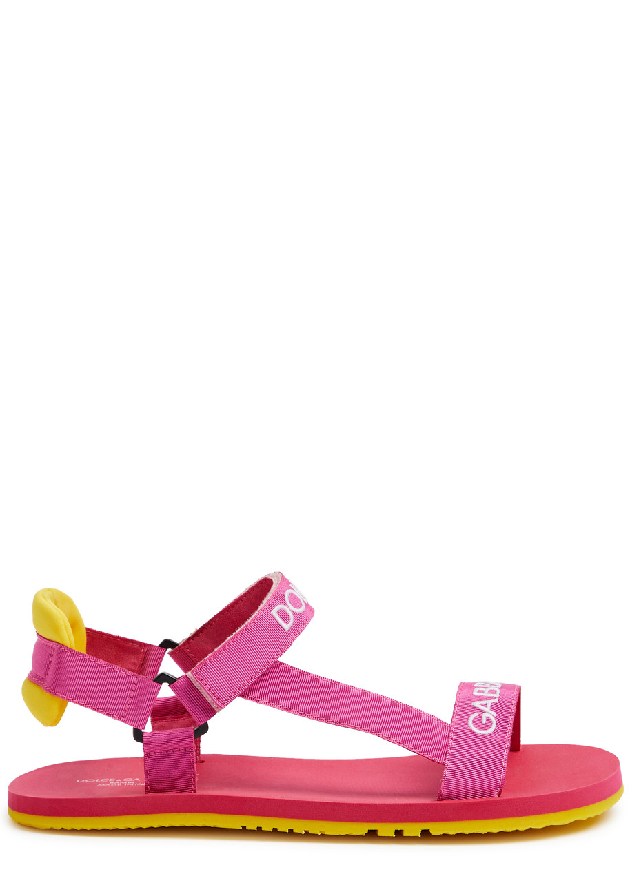 Dolce & Gabbana Kids Logo-embroidered Tape Sandals (it37-it38) In Multicoloured