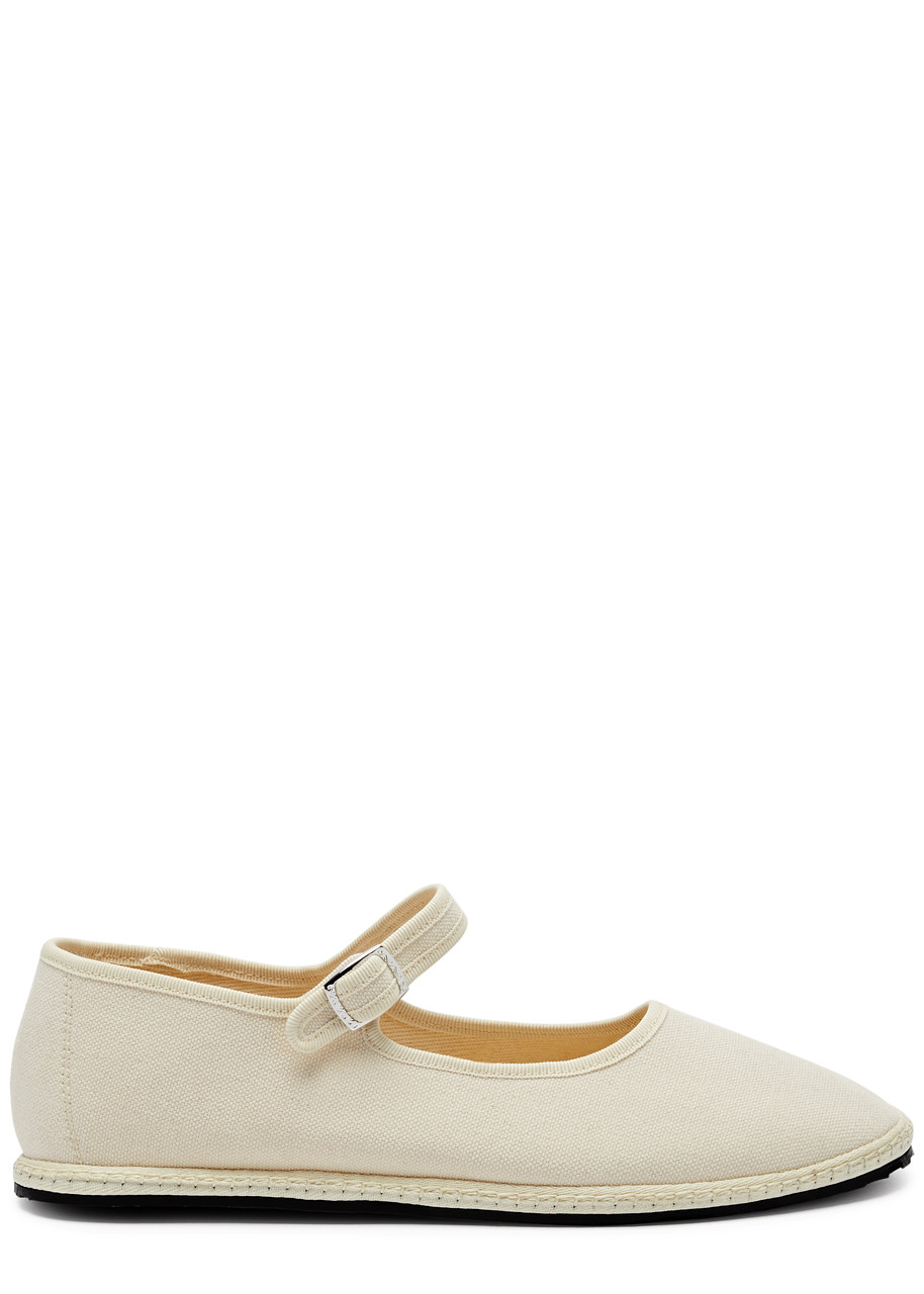 Vibi Venezia Canvas Mary Jane Flats In Ecru