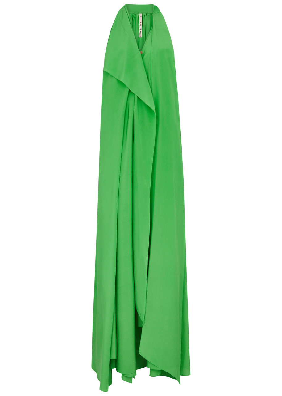 Shop Petar Petrov True Romance Silk Crepe De Chine Maxi Dress In Green