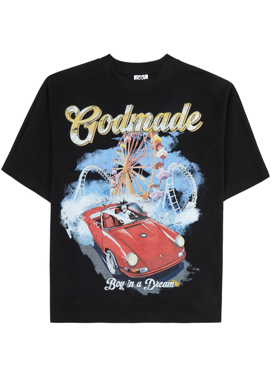 Shop God Made Boy In A Dream Printed Cotton T-shirt In Black